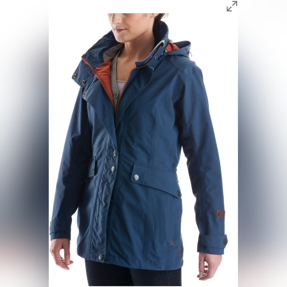 MEC Gore-Tex Monsoon Rain Jacket in navy, US size petite M